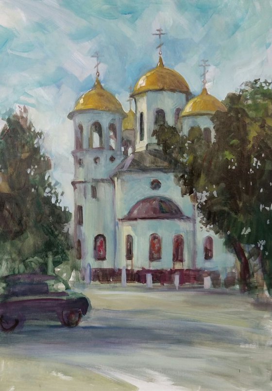 The orthodox church in the Russian city  Zvenigorod