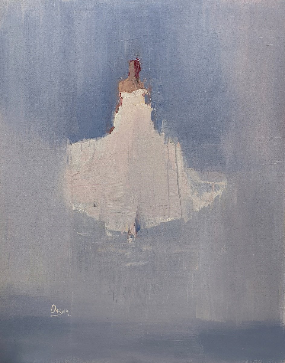 Impressionistic Portrait Acrylic Painting By Oscar Alvarez Pardo, 29 X 36", Lm--10, Original Artwork