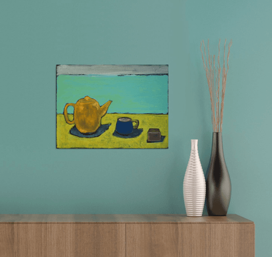 Eau de Nil on black canvas