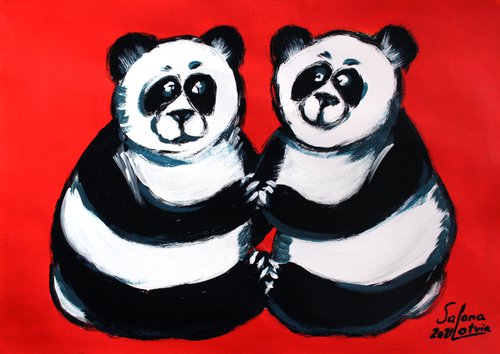 Pandas... /  ORIGINAL PAINTING by Salana Art Gallery