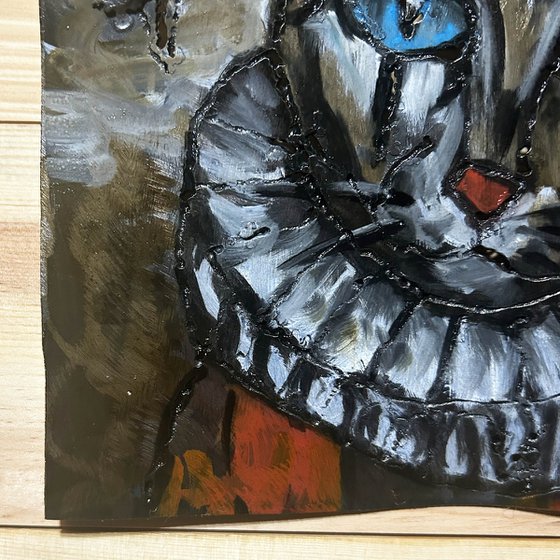 Wall sculpture - Little Harlequin Cat