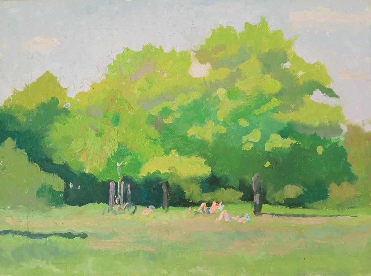 Impressionistic Landscape Oil Painting By Vasyl Koval, 16 X 12", Weekend, Original Artwork