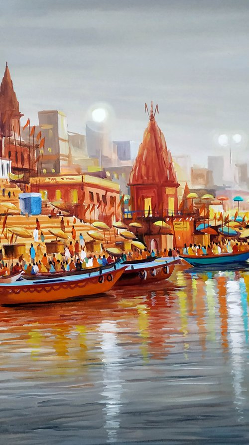 Varansi Ghats at Monsoon Evening by Samiran Sarkar