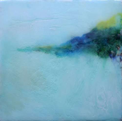 Island in a foggy day / Abstract / Mixed Media on canvas by Anna Sidi-Yacoub
