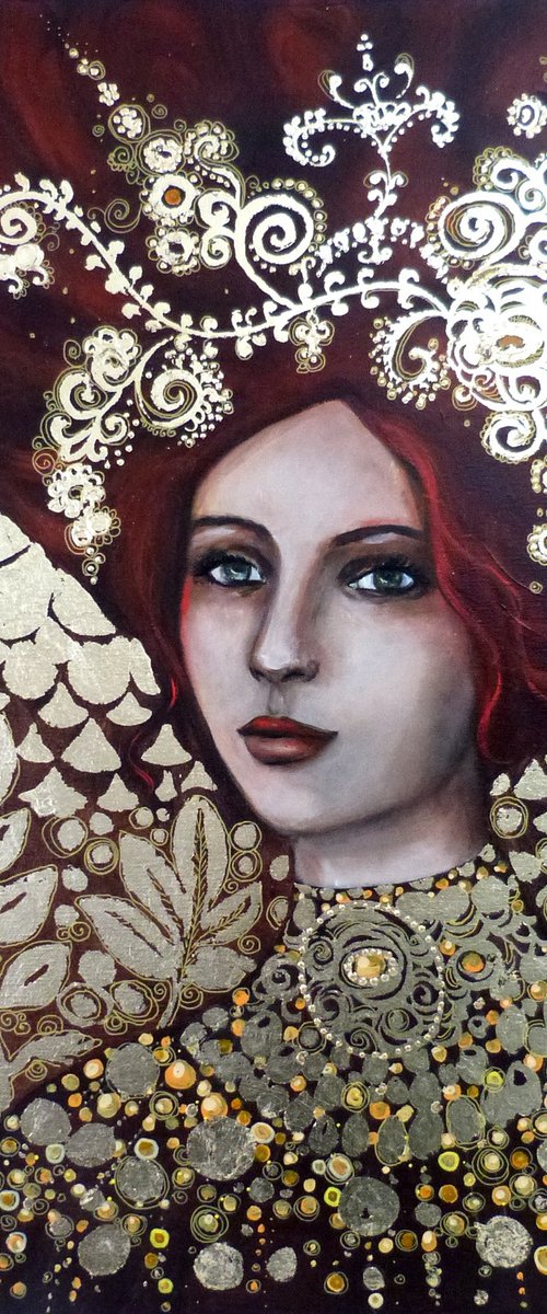 Mystic Diva 50 x 65 cm a tribute to Klimt by Loetitia Pillault