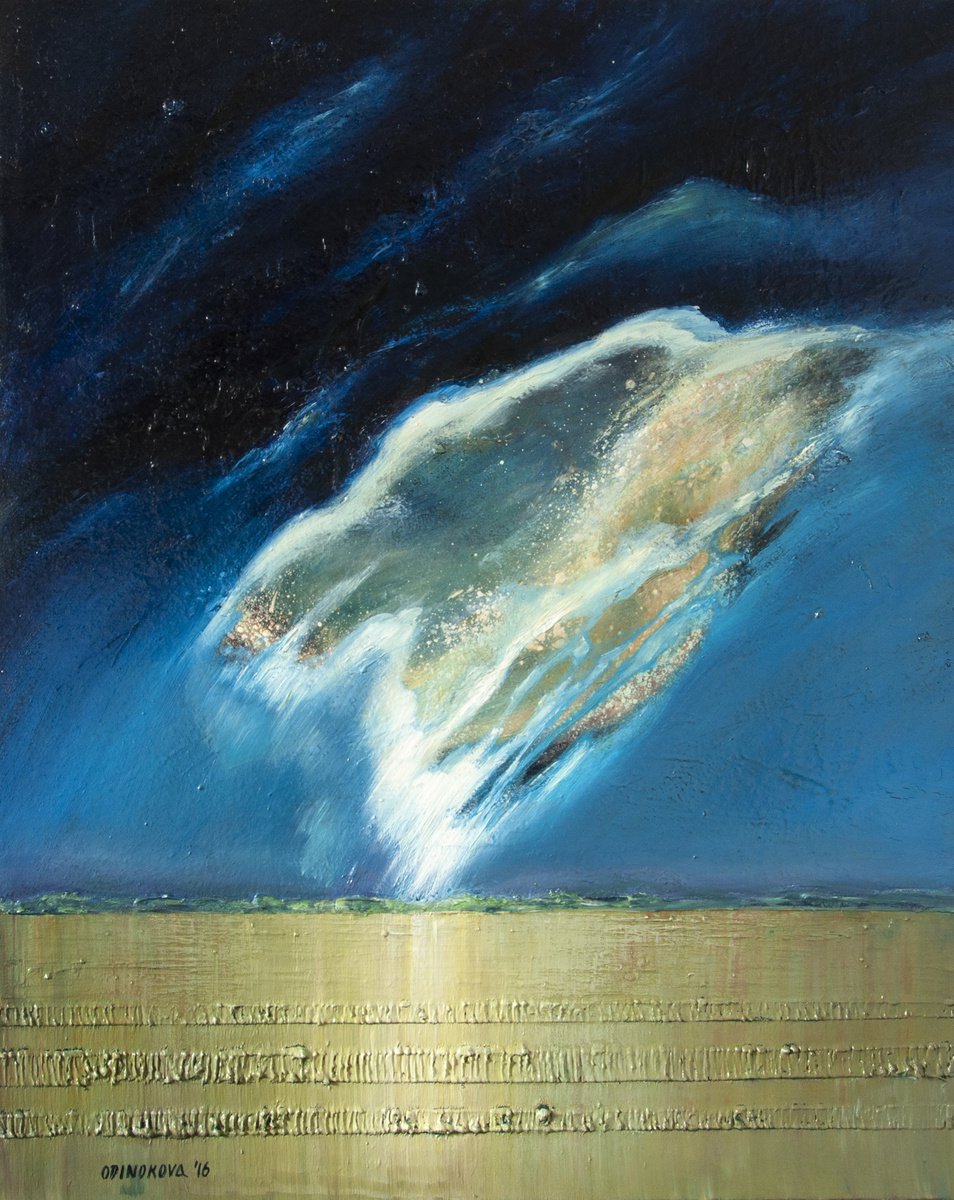 Expressive Landscape Oil Painting By Valda Rose Art Gallery, 26 X 32", Cloud, Original Artwork