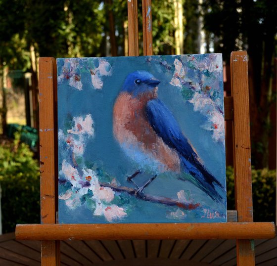 Bird on a flowering branch