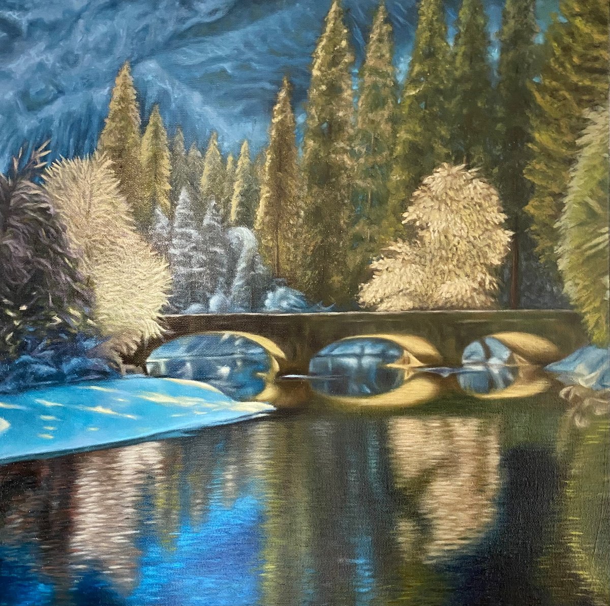 Photorealistic Oil Painting , Winter Canyon By Lianne Issa, 20 X 20, Artwork For Sale On Artfinder