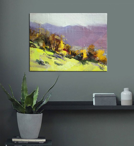 Oil canvas painting oil landscape scene - Autumnal Sketch I