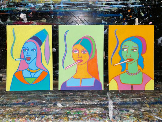 Naive Pop Art Renaissance woman portrait #3