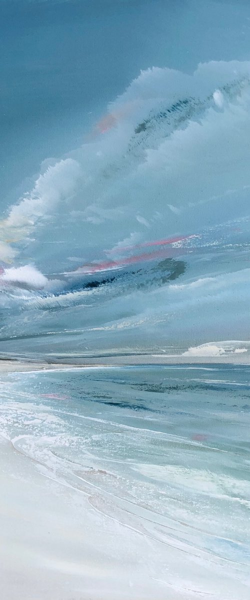 Pink Clouds medium seascape painting by Jane Skingley