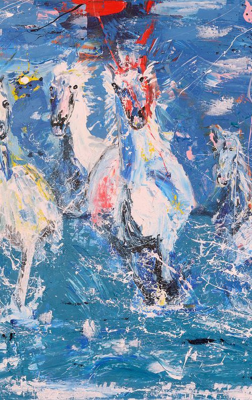 Horse painting - WILD HORSES IV - 150 x 100 x 4 cm. | 59.06"X 39.37" Equine art by Oswin Gesselli by Oswin Gesselli