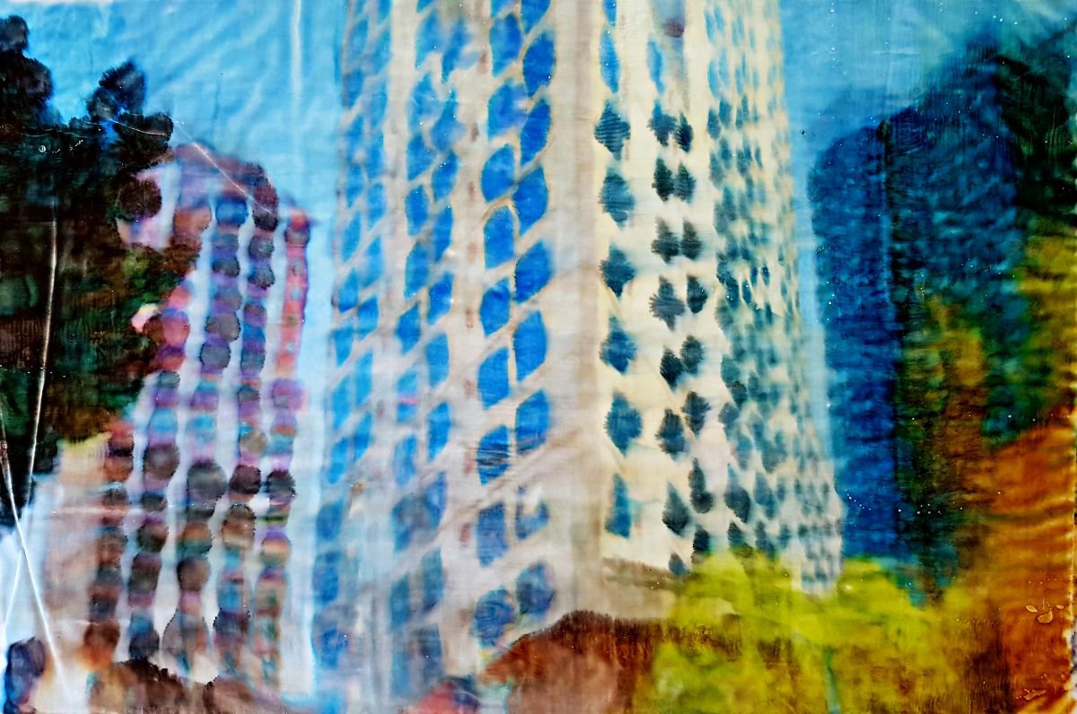 San Francisco -01- (n.332) - 81,50 x 54,50 x 2,50 cm - ready to hang - mix media painting... by Alessio Mazzarulli