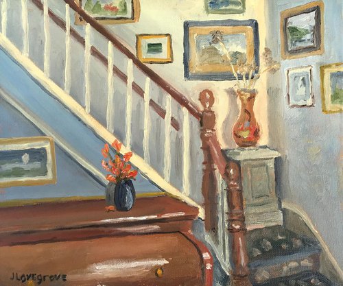 House interior - our hallway - an original oil painting by Julian Lovegrove Art