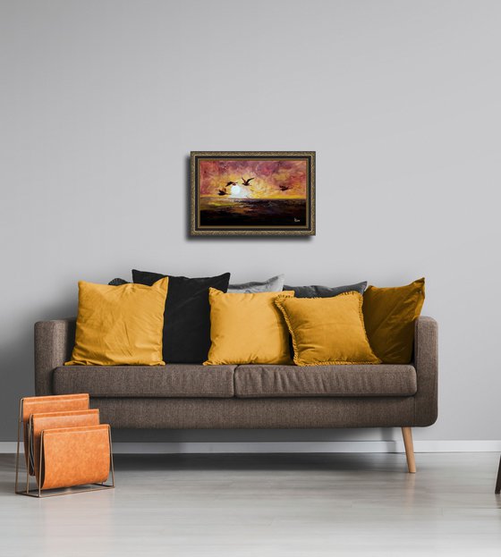 African egrets at sunset