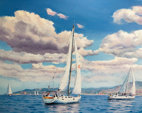 Seascape with Sailboats