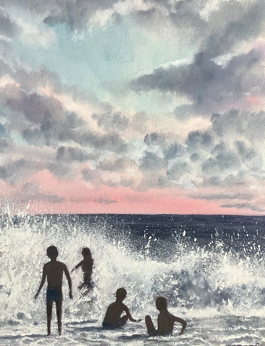 Seascape,Children in the sea. by Darren Carey
