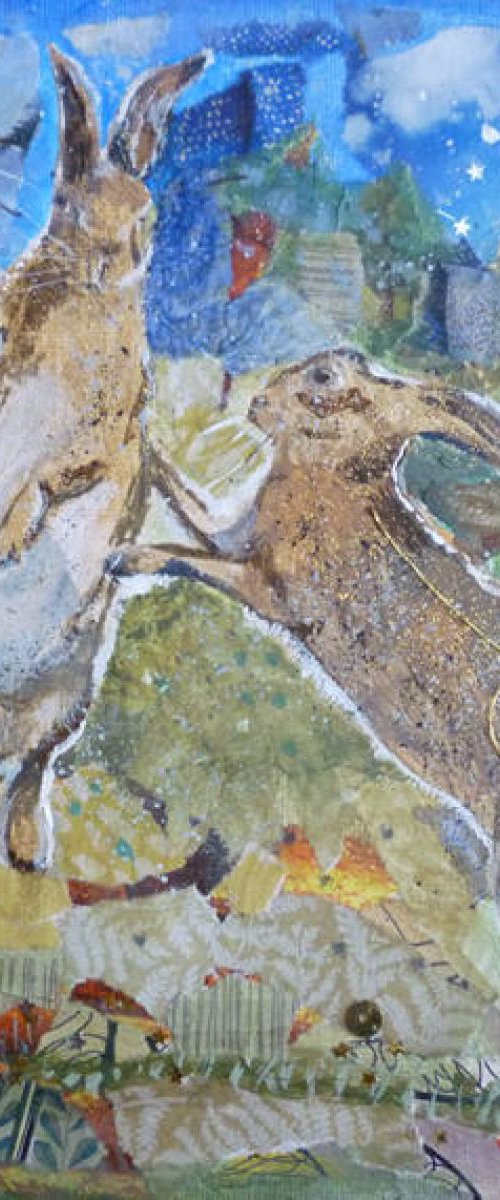 Hares boxing by Fiona Plaisted