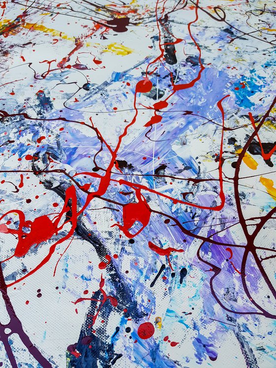 Constel - (W)160x(H)160 cm. Style of JACKSON POLLOCK. Abstract Expressionism Painting