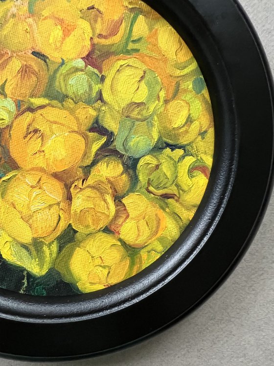 Yellow flowers. Globeflower