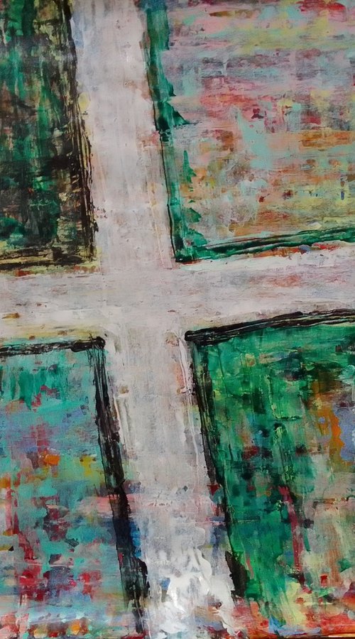 Abstract White Cross by Soso Kumsiashvili