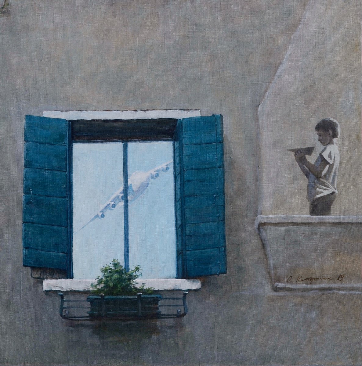 Urban And Pop Landscape Giclee Print By Oleg Kateryniuk, 20 X 28", Piazzale St Mria, Original Artwork