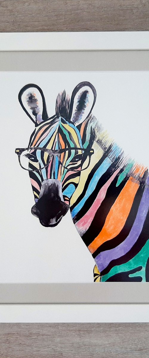 Rainbow Zebra, framed by Luba Ostroushko
