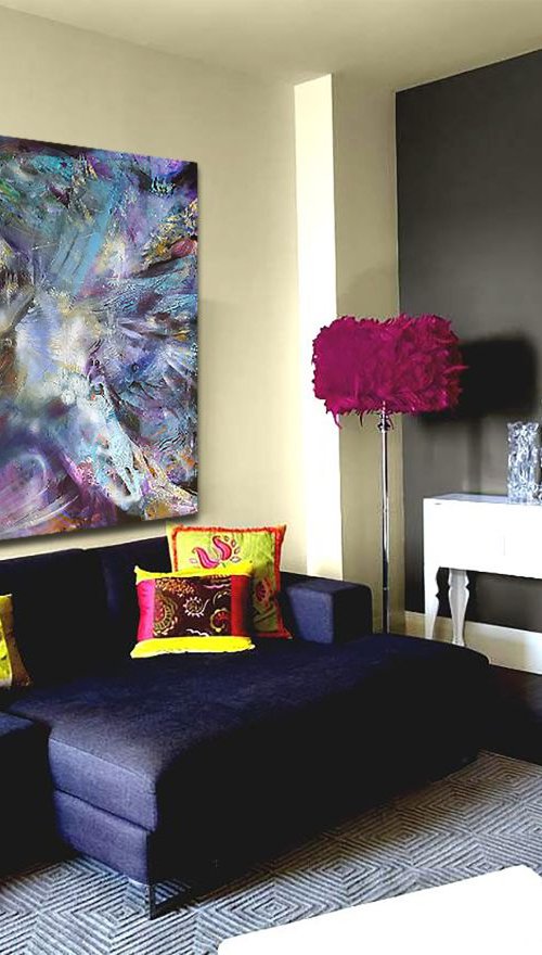 HUGE GIGANTIC FANTASTIC DREAMSCAPE DREAMLIKE MINDSCAPE COLORFULL ALICE DREAMS 195 CM X 145 CM by Kloska Ovidiu