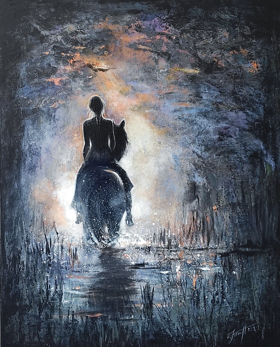 Expressive Portrait Acrylic Painting By Elena Kraft, 31 X 39, Romeo And Julia Ii, Original Artwork