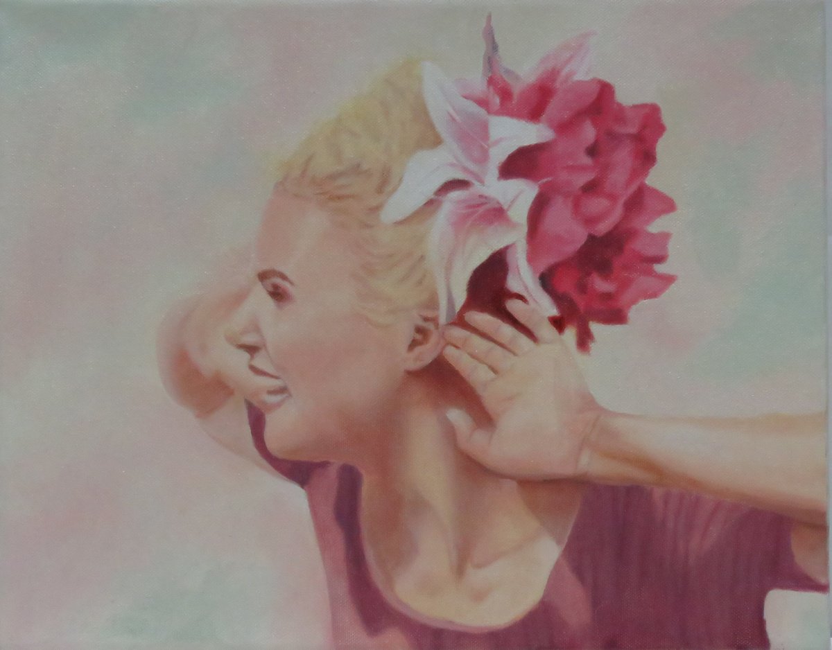 Photorealistic Portrait Oil Painting By Stephen Benedek, 14 X 11", Listening, Original Artwork