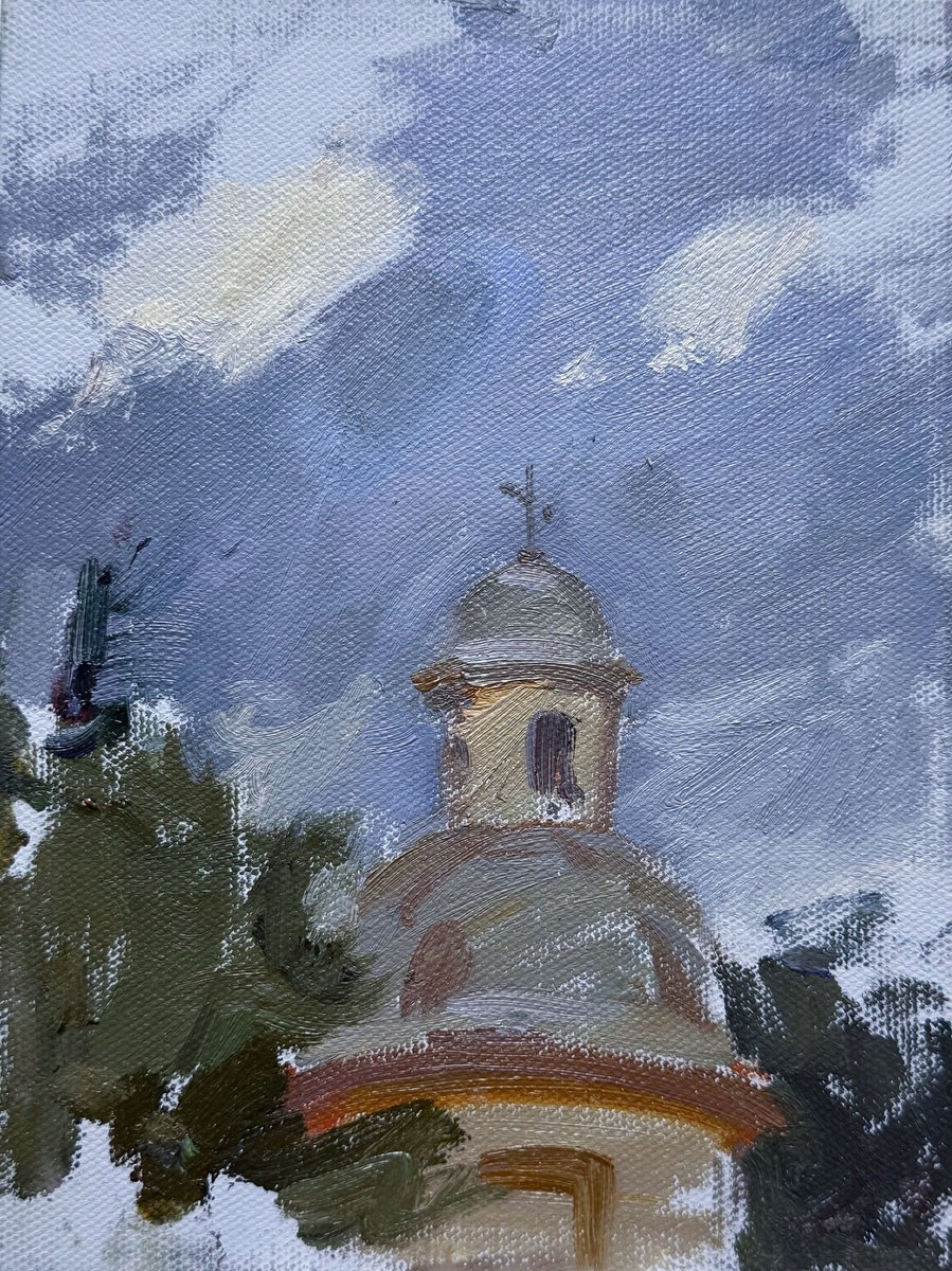 Impressionistic Cityscapes Oil Painting By Nataliia Nosyk, 6 X 8", Church Dome, Original Artwork