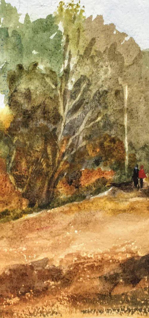 Autumn Trees near my studio - An original watercolour painting by Julian Lovegrove Art