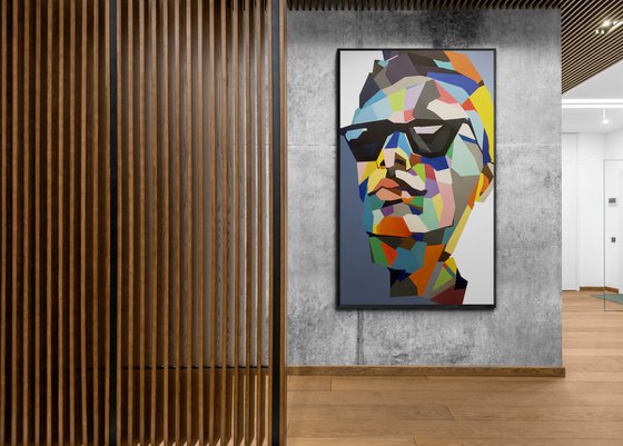 Super Big XXL Painting - "Summer portrait" - Pop Art - Bright - Portrait - Geometric painting