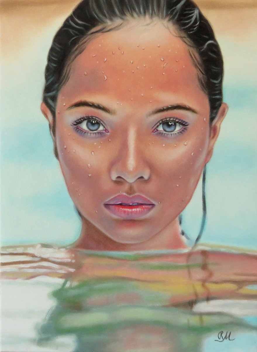 Photorealistic Portrait Oil Painting By Monika Rembowska, 13 X 18", "Riflesso", Original Artwork