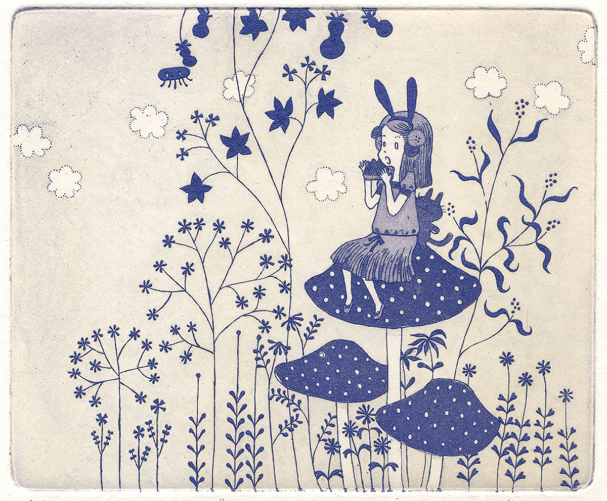 Illustrative Botanical Etchings & Engravings By Saeko, 7 X 11", My Sweet Secret, Original Artwork