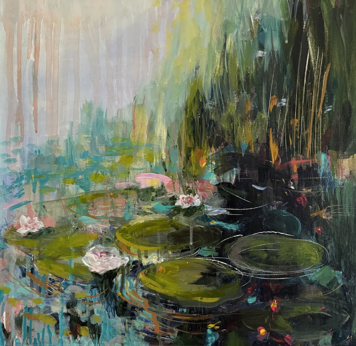 Pond And Light 3 By Ayse Mcgowan, 16 X 16, Artwork For Sale On Artfinder