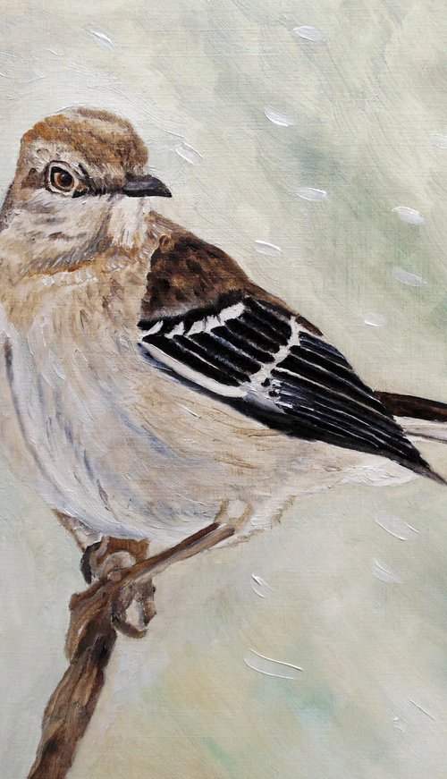 Snowfall Mockingbird by Angeles M. Pomata