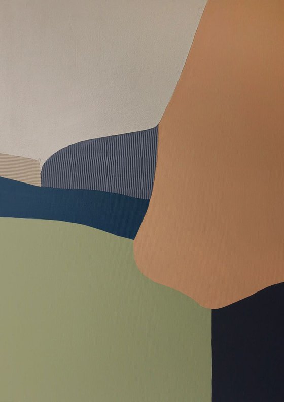"Slope 2" Coral green acrylic abstract