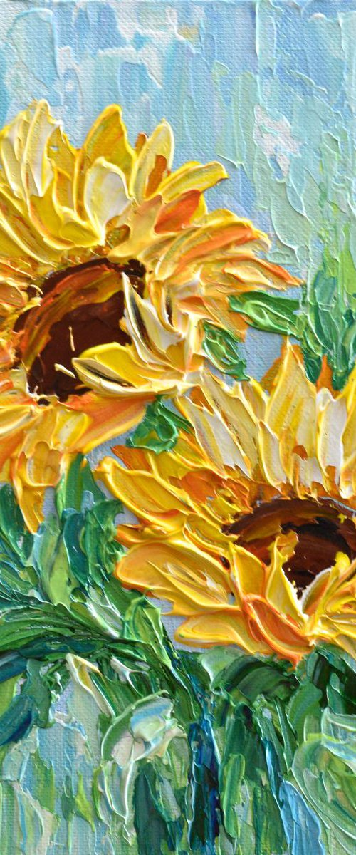 Sunflower on Blue by Olga Tkachyk