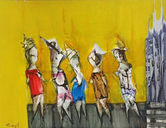 Abstract figures series - 1 (31x41cm, oil painting, paper)