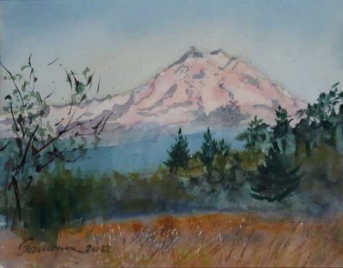 Mountain landscape... /  ORIGINAL WATERCOLOR  PAINTING by Salana Art Gallery