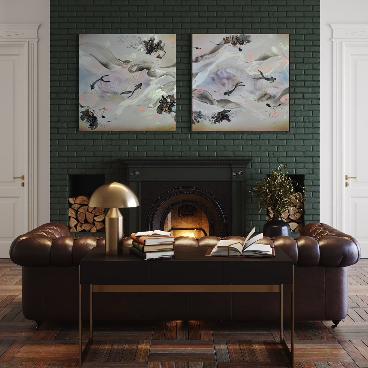 Stems Of Water Diptych By Novi Lim, 74 X 36, Artwork For Sale On Artfinder
