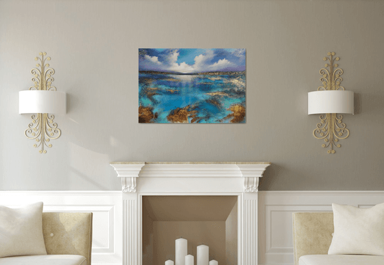 A beautiful large modern abstract figurative seascape painting "Wonderland"