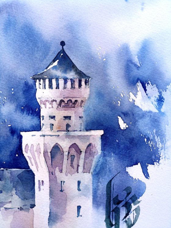 "Neuschwanstein Castle" original watercolor work