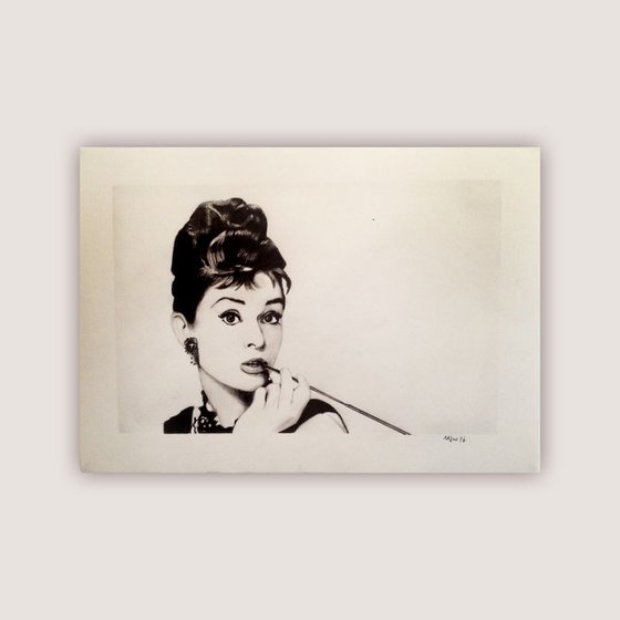 Audrey Hepburn, Breakfast at Tiffany's  - Graphite Pencil Drawing