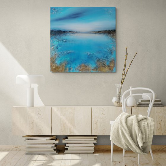 A beautiful large modern structured semi-abstract painting "Sound of the day"