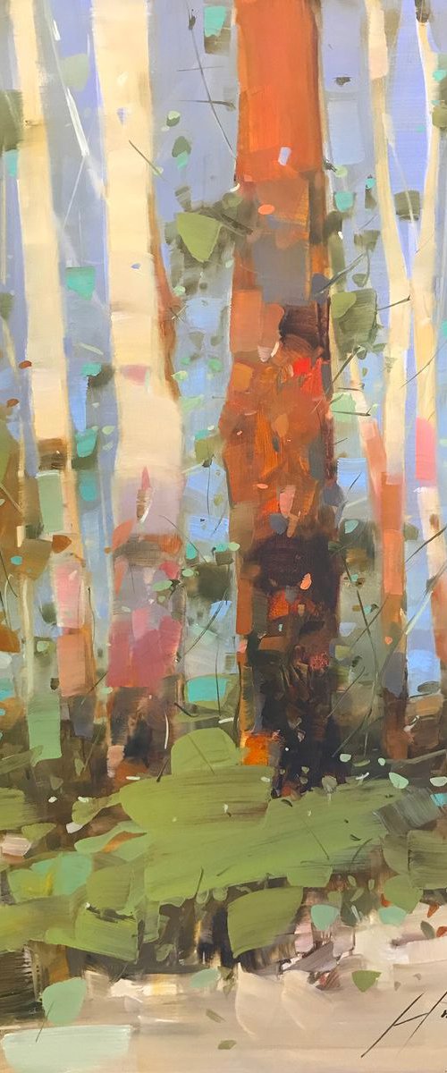 Birches Trees, Original oil painting, Handmade artwork, One of a kind by Vahe Yeremyan