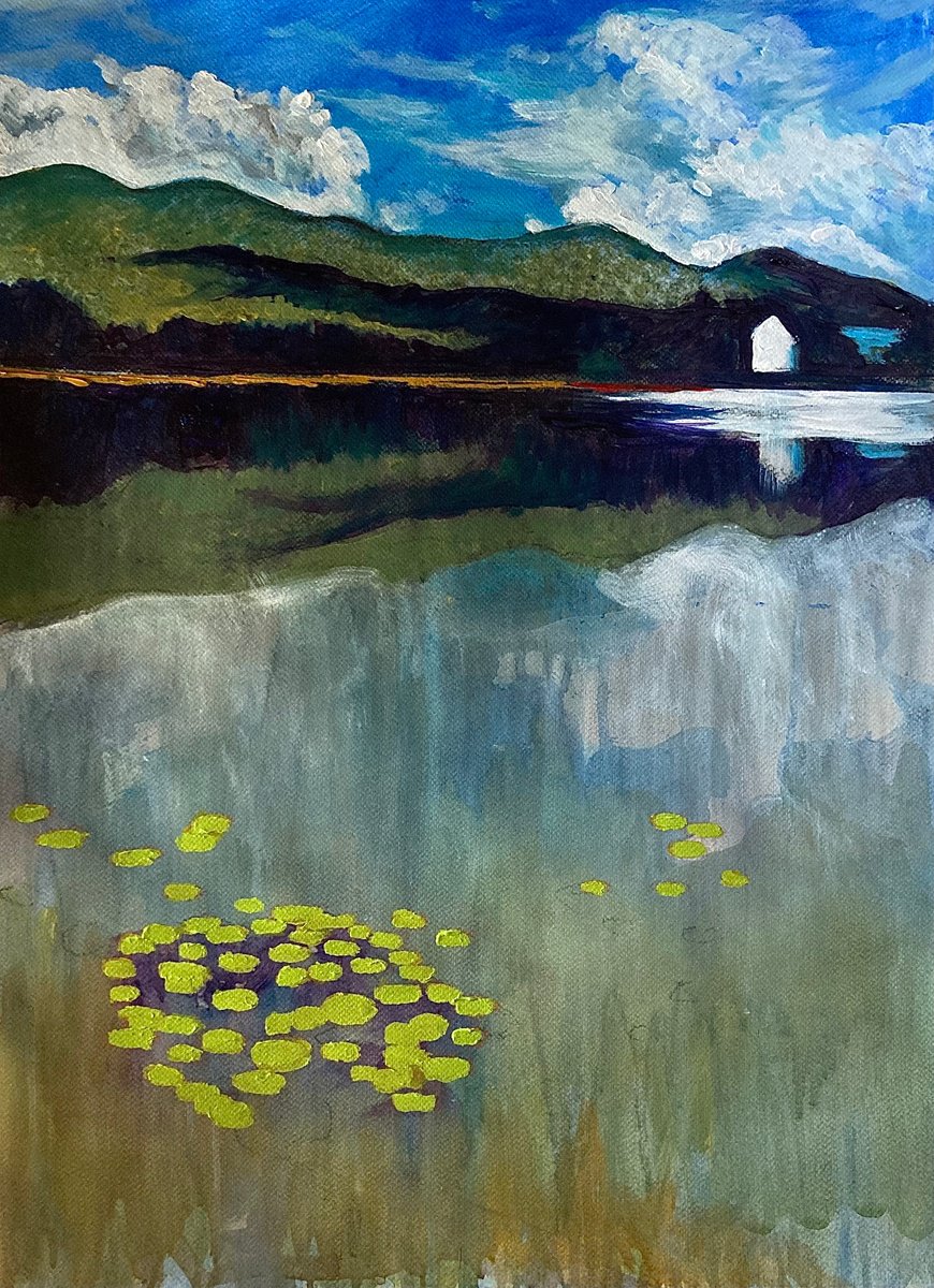 House By The Lake By John Cottee, 22 X 30, Artwork For Sale On Artfinder
