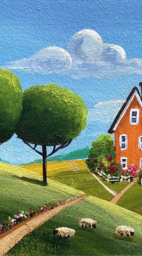 Naive Rural Landscape by Tetiana Vysochynska