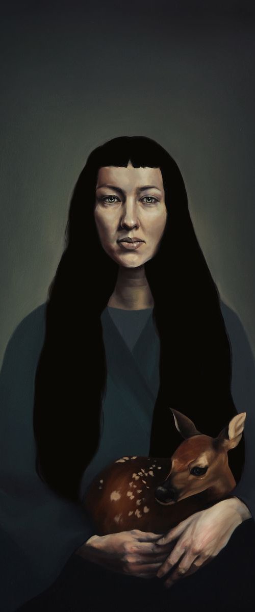 'Portrait of Julia' AWARDED painting, oil on canvas, 140x100 by Daria Bidzińska